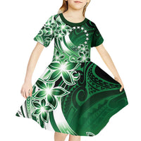 Cook Islands Tattoo Kid Short Sleeve Dress Plumeria Polynesian Pattern