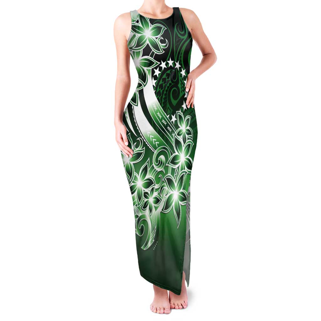 Cook Islands Tattoo Tank Maxi Dress Plumeria Polynesian Pattern LT9 Women Green - Polynesian Pride