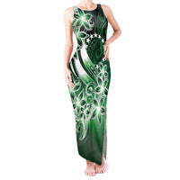 Cook Islands Tattoo Tank Maxi Dress Plumeria Polynesian Pattern LT9 Women Green - Polynesian Pride