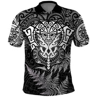 Personalised New Zealand Rugby Polo Shirt Silver Fern All Black Mix Ta Moko White Style LT9 White - Polynesian Pride