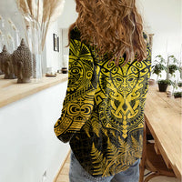 New Zealand Rugby Women Casual Shirt Silver Fern All Black Mix Ta Moko Gold Style LT9 - Polynesian Pride