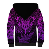 Personalised New Zealand Rugby Sherpa Hoodie Silver Fern All Black Mix Ta Moko Purple Style LT9 - Polynesian Pride