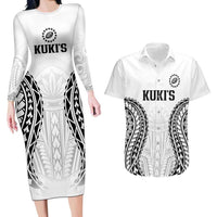 World Rugby Cook Islands Couples Matching Long Sleeve Bodycon Dress and Hawaiian Shirt Kukis Make History LT9 White - Polynesian Pride