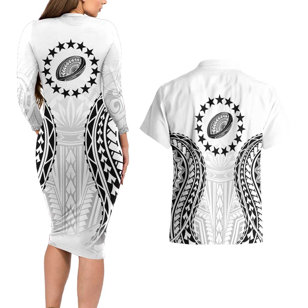 World Rugby Cook Islands Couples Matching Long Sleeve Bodycon Dress and Hawaiian Shirt Kukis Make History LT9 - Polynesian Pride