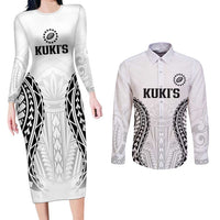 World Rugby Cook Islands Couples Matching Long Sleeve Bodycon Dress and Long Sleeve Button Shirt Kukis Make History LT9 White - Polynesian Pride