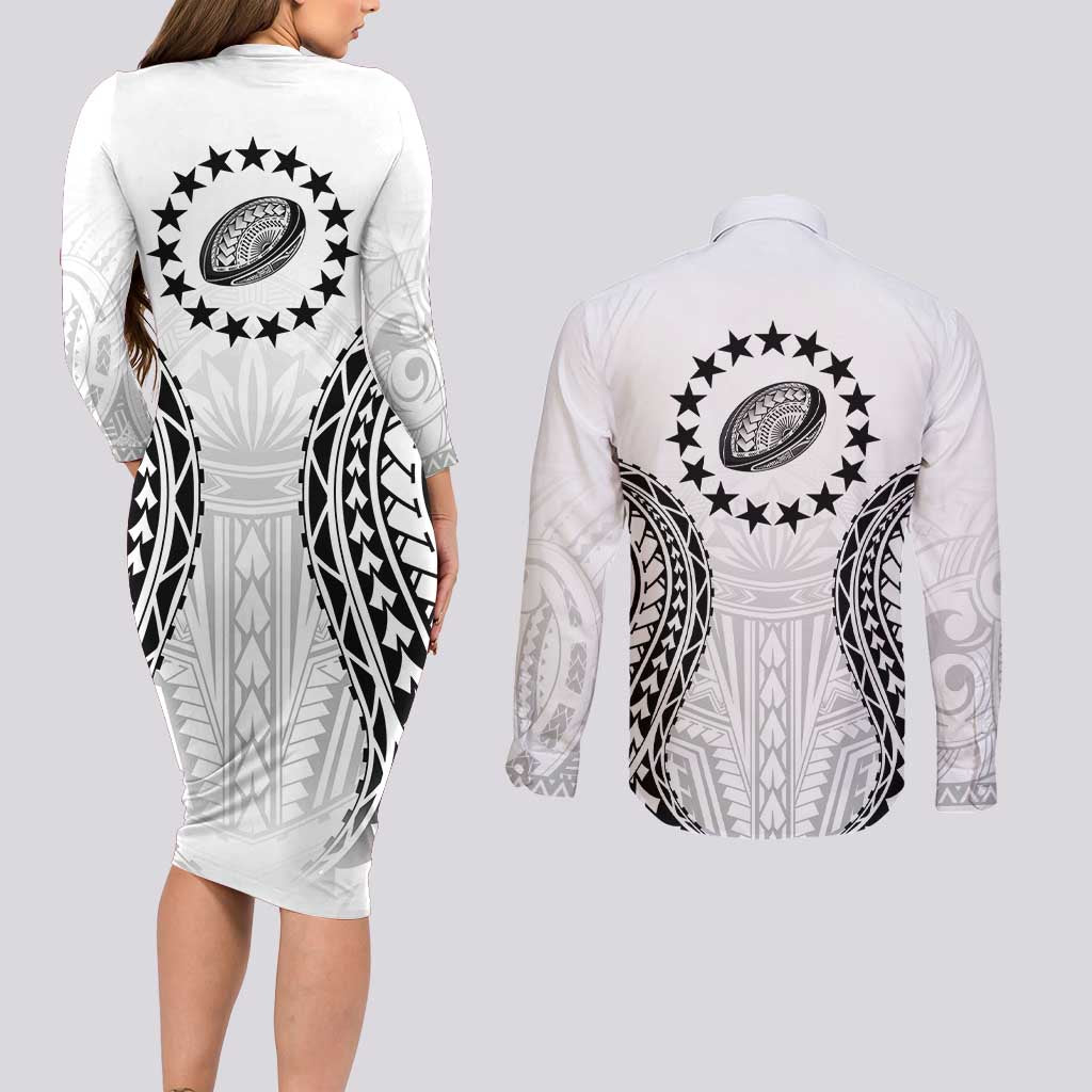 World Rugby Cook Islands Couples Matching Long Sleeve Bodycon Dress and Long Sleeve Button Shirt Kukis Make History LT9 - Polynesian Pride