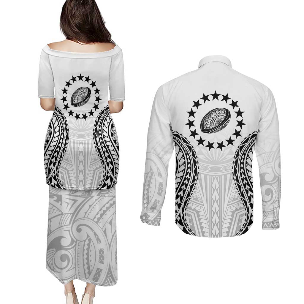 World Rugby Cook Islands Couples Matching Puletasi and Long Sleeve Button Shirt Kukis Make History - Polynesian Pride