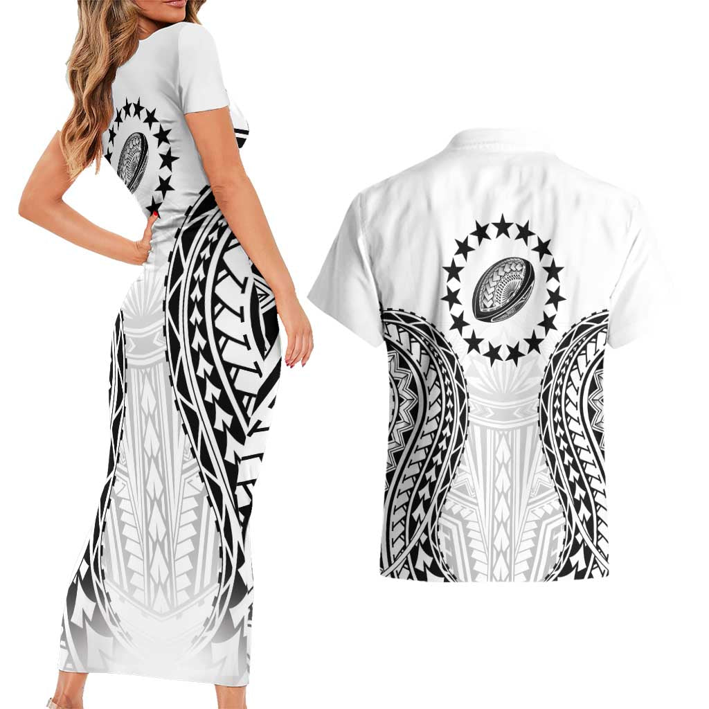 World Rugby Cook Islands Couples Matching Short Sleeve Bodycon Dress and Hawaiian Shirt Kukis Make History LT9 - Polynesian Pride