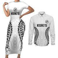 World Rugby Cook Islands Couples Matching Short Sleeve Bodycon Dress and Long Sleeve Button Shirt Kukis Make History LT9 White - Polynesian Pride