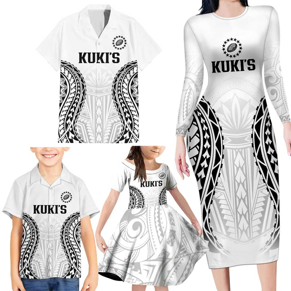 World Rugby Cook Islands Family Matching Long Sleeve Bodycon Dress and Hawaiian Shirt Kukis Make History - Polynesian Pride