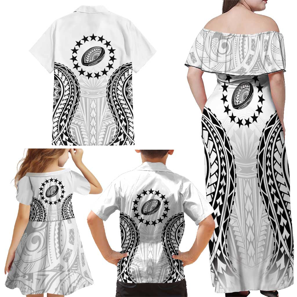 World Rugby Cook Islands Family Matching Off Shoulder Maxi Dress and Hawaiian Shirt Kukis Make History LT9 - Polynesian Pride