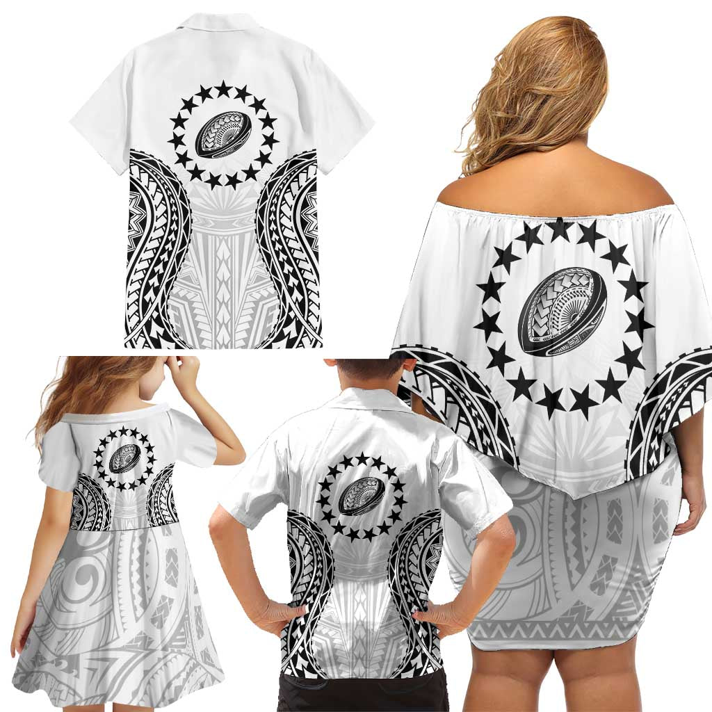 World Rugby Cook Islands Family Matching Off Shoulder Short Dress and Hawaiian Shirt Kukis Make History LT9 - Polynesian Pride
