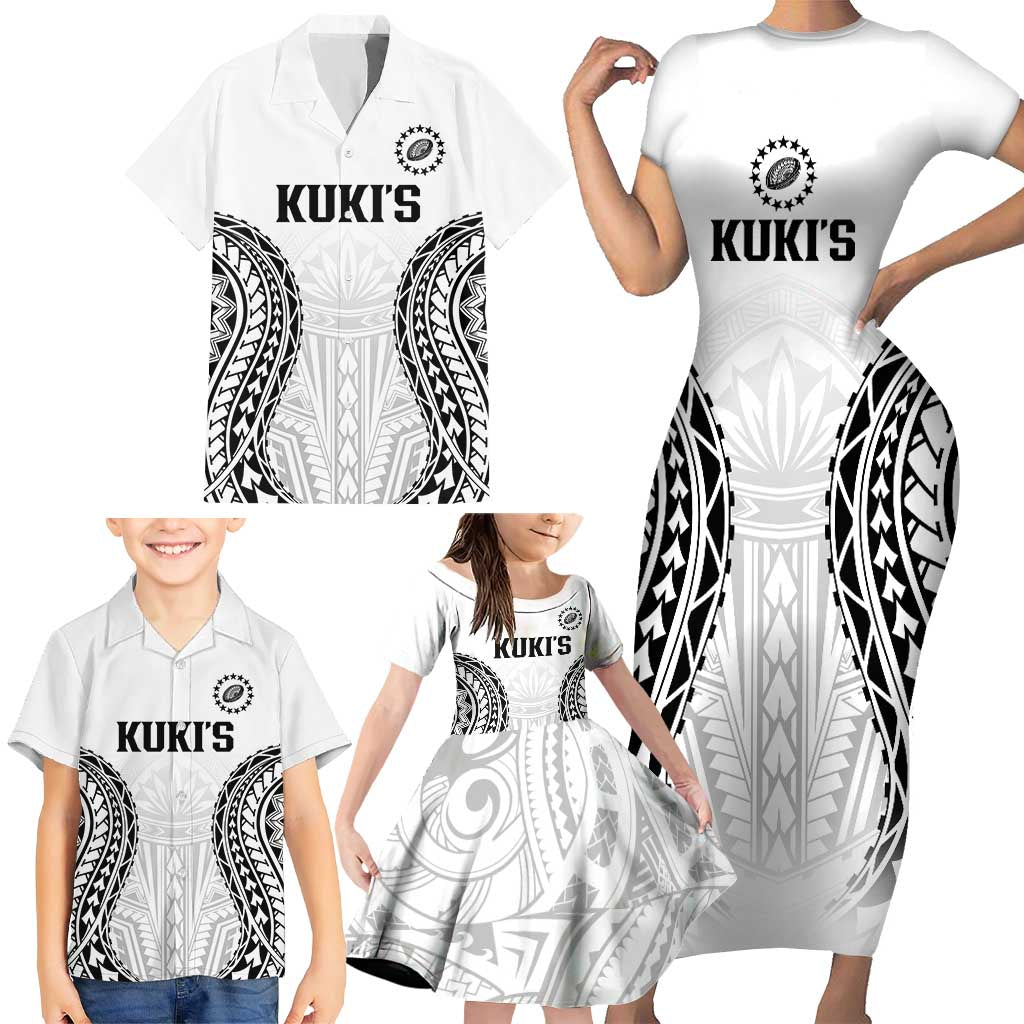World Rugby Cook Islands Family Matching Short Sleeve Bodycon Dress and Hawaiian Shirt Kukis Make History - Polynesian Pride