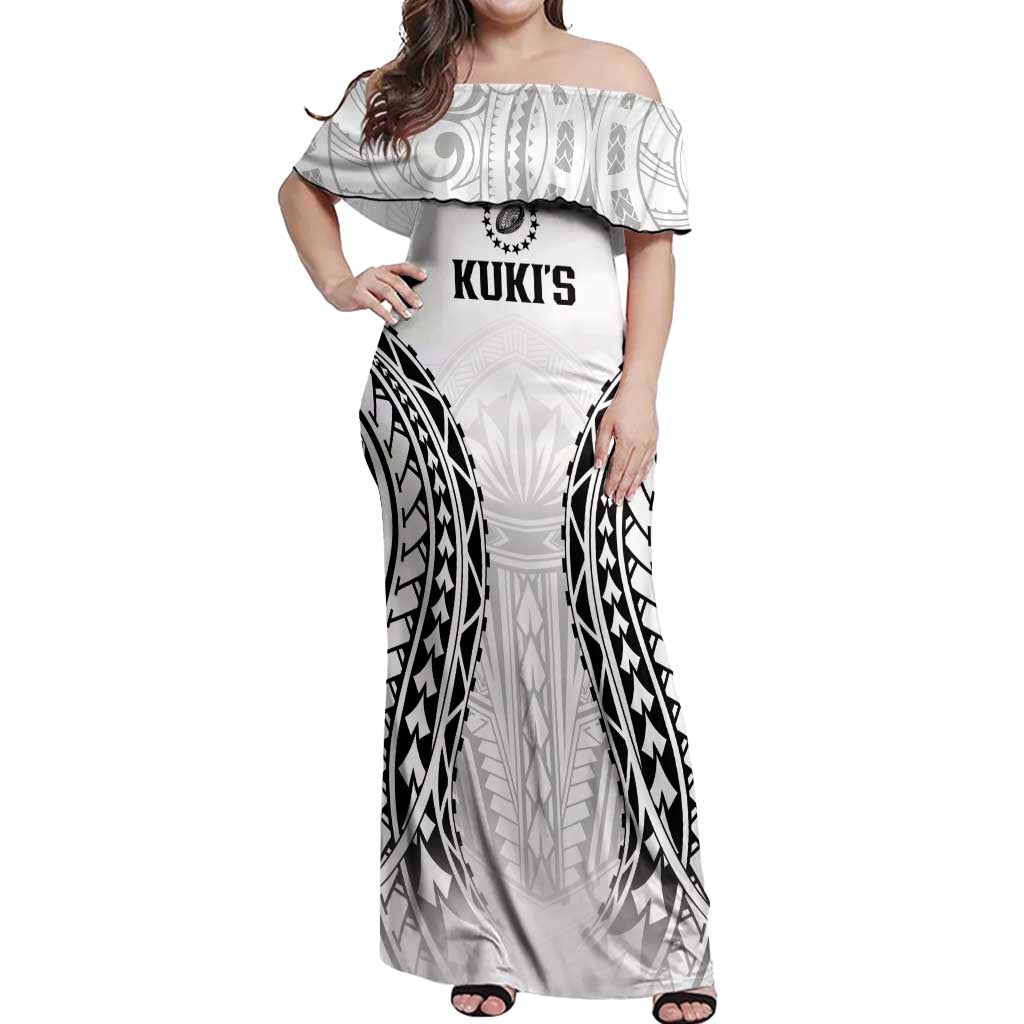 World Rugby Cook Islands Off Shoulder Maxi Dress Kukis Make History LT9 Women White - Polynesian Pride