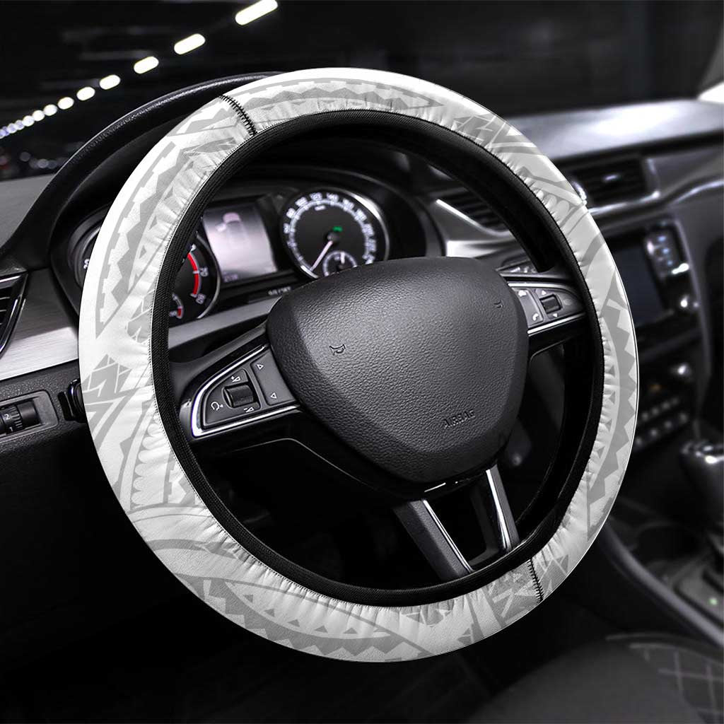 World Rugby Cook Islands Steering Wheel Cover Kukis Make History LT9 Universal Fit White - Polynesian Pride