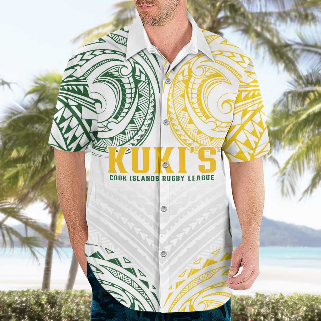 World Rugby Cook Islands Hawaiian Shirt White Polynesian Tribal Pattern - Polynesian Pride