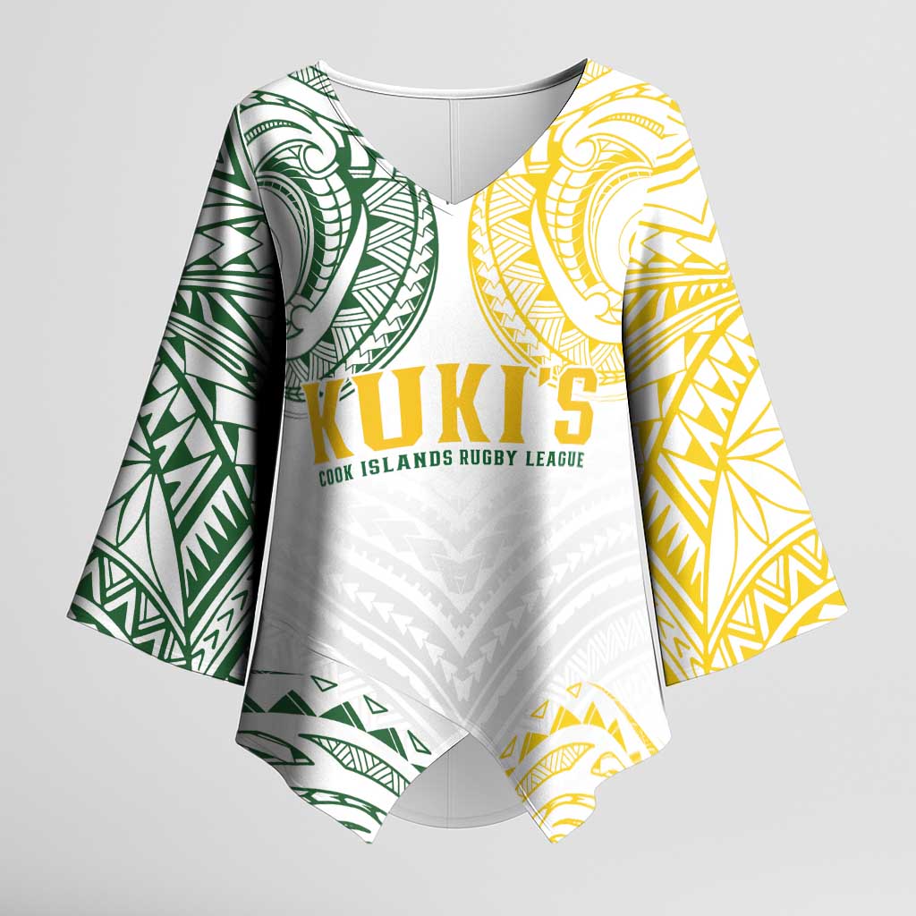 World Rugby Cook Islands Kimono Sleeve Blouse White Polynesian Tribal Pattern LT9 Female White - Polynesian Pride