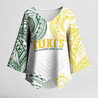 World Rugby Cook Islands Kimono Sleeve Blouse White Polynesian Tribal Pattern LT9 Female White - Polynesian Pride