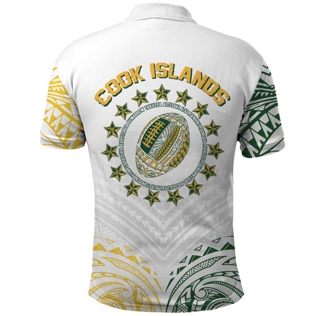 World Rugby Cook Islands Polo Shirt White Polynesian Tribal Pattern LT9 - Polynesian Pride