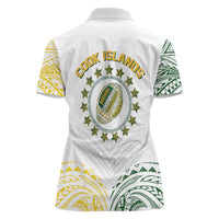 World Rugby Cook Islands Women Polo Shirt White Polynesian Tribal Pattern - Polynesian Pride
