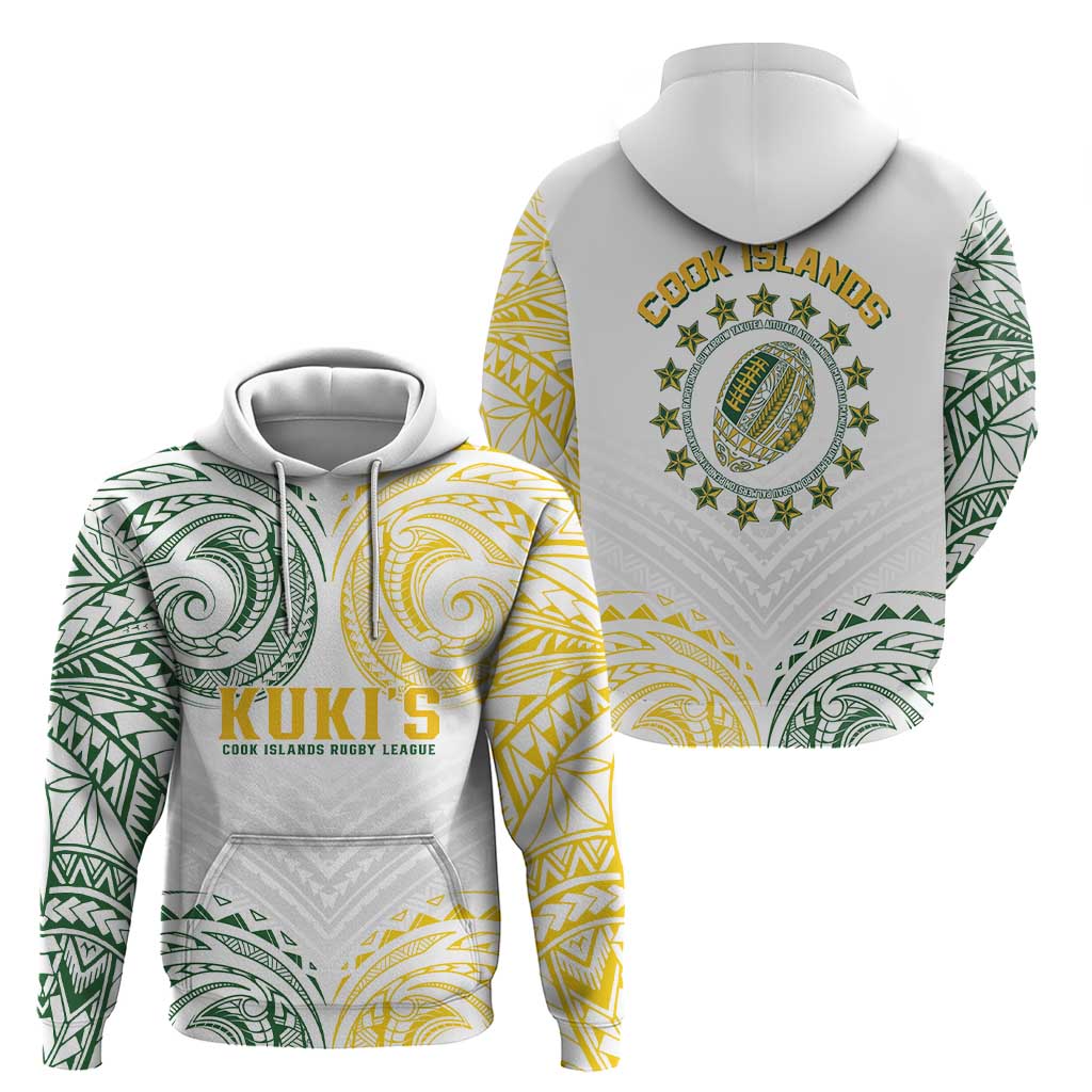 World Rugby Cook Islands Zip Hoodie White Polynesian Tribal Pattern LT9 - Polynesian Pride