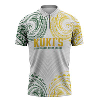 World Rugby Cook Islands Zipper Polo Shirt White Polynesian Tribal Pattern LT9 White - Polynesian Pride
