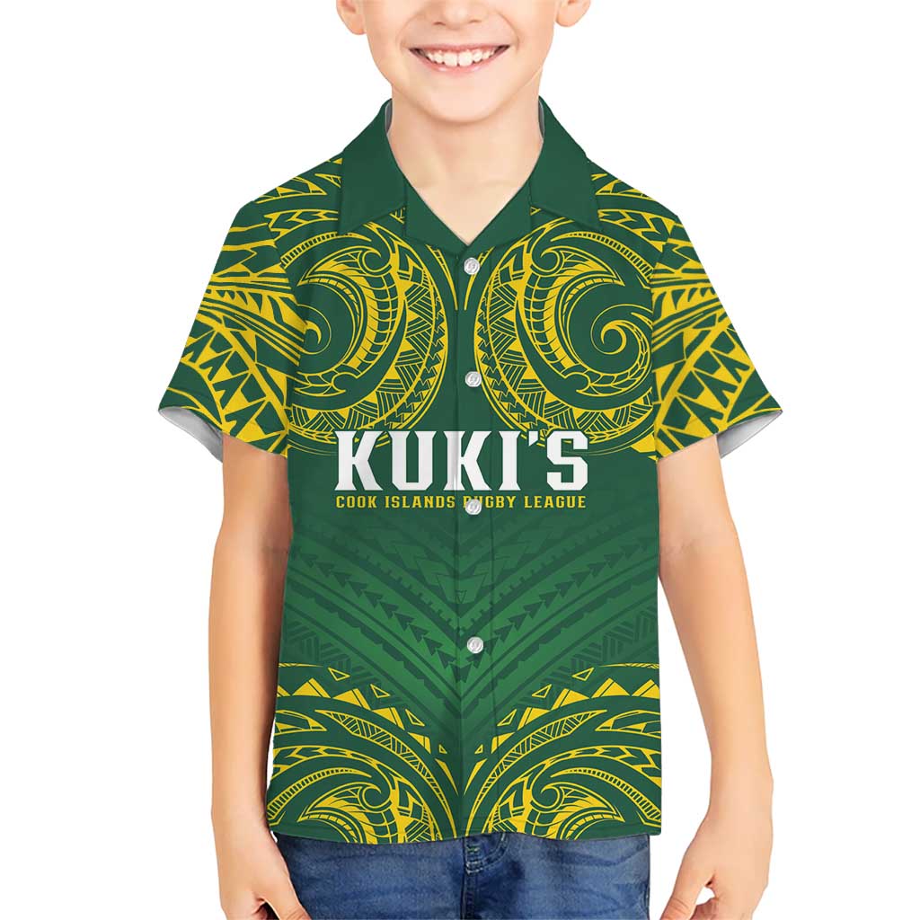 World Rugby Cook Islands Hawaiian Shirt Green Polynesian Tribal Pattern - Polynesian Pride
