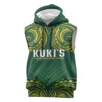 World Rugby Cook Islands Sleeveless Hoodie Green Polynesian Tribal Pattern LT9 Green - Polynesian Pride