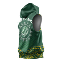 World Rugby Cook Islands Sleeveless Hoodie Green Polynesian Tribal Pattern LT9 - Polynesian Pride