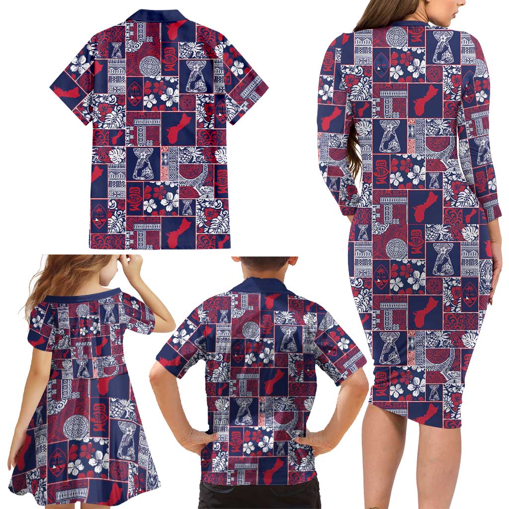 Guam Felis Pasgua Family Matching Long Sleeve Bodycon Dress and Hawaiian Shirt Pacific Patchwork Xmas Vibes LT9 - Polynesian Pride