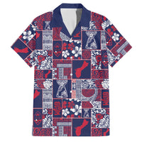 Guam Felis Pasgua Family Matching Mermaid Dress and Hawaiian Shirt Pacific Patchwork Xmas Vibes LT9 Dad's Shirt - Short Sleeve Blue - Polynesian Pride