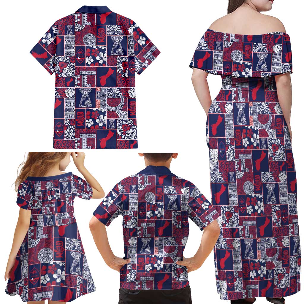 Guam Felis Pasgua Family Matching Off Shoulder Maxi Dress and Hawaiian Shirt Pacific Patchwork Xmas Vibes LT9 - Polynesian Pride