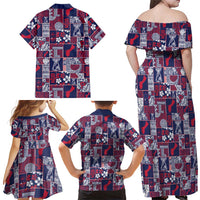Guam Felis Pasgua Family Matching Off Shoulder Maxi Dress and Hawaiian Shirt Pacific Patchwork Xmas Vibes LT9 - Polynesian Pride