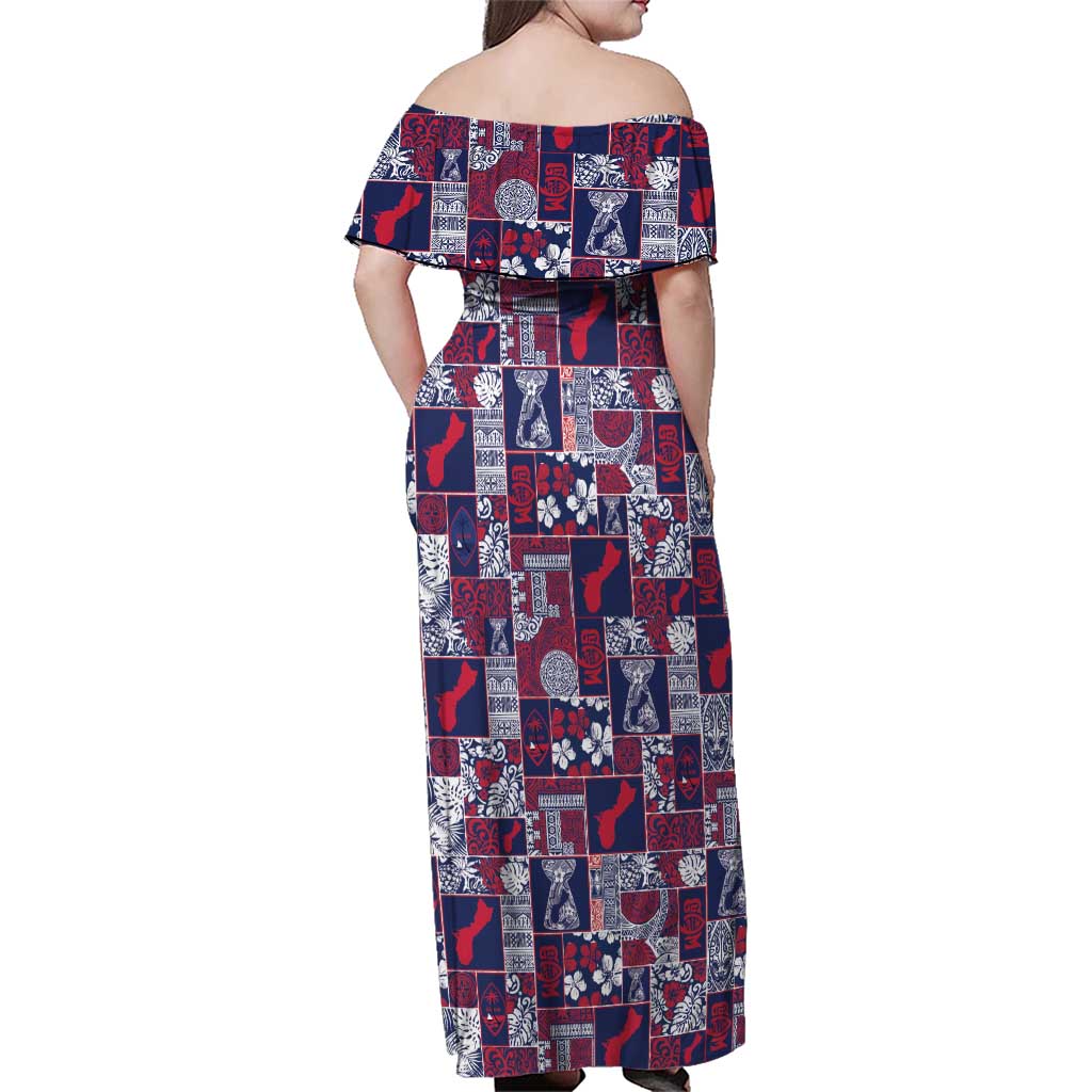 Guam Felis Pasgua Family Matching Off Shoulder Maxi Dress and Hawaiian Shirt Pacific Patchwork Xmas Vibes LT9 - Polynesian Pride