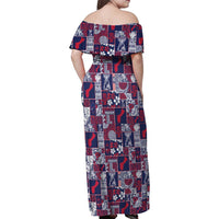 Guam Felis Pasgua Family Matching Off Shoulder Maxi Dress and Hawaiian Shirt Pacific Patchwork Xmas Vibes LT9 - Polynesian Pride