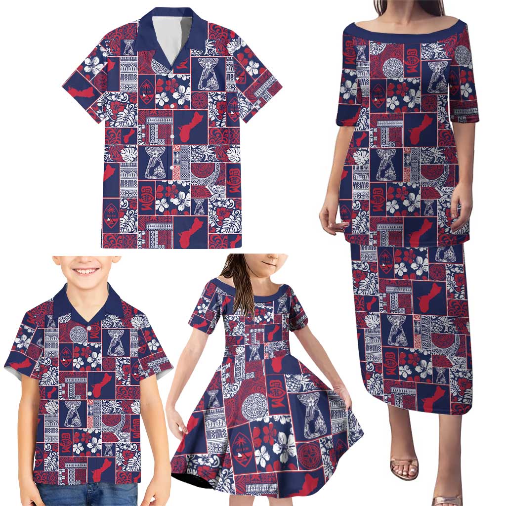 Guam Felis Pasgua Family Matching Puletasi and Hawaiian Shirt Pacific Patchwork Xmas Vibes LT9 - Polynesian Pride