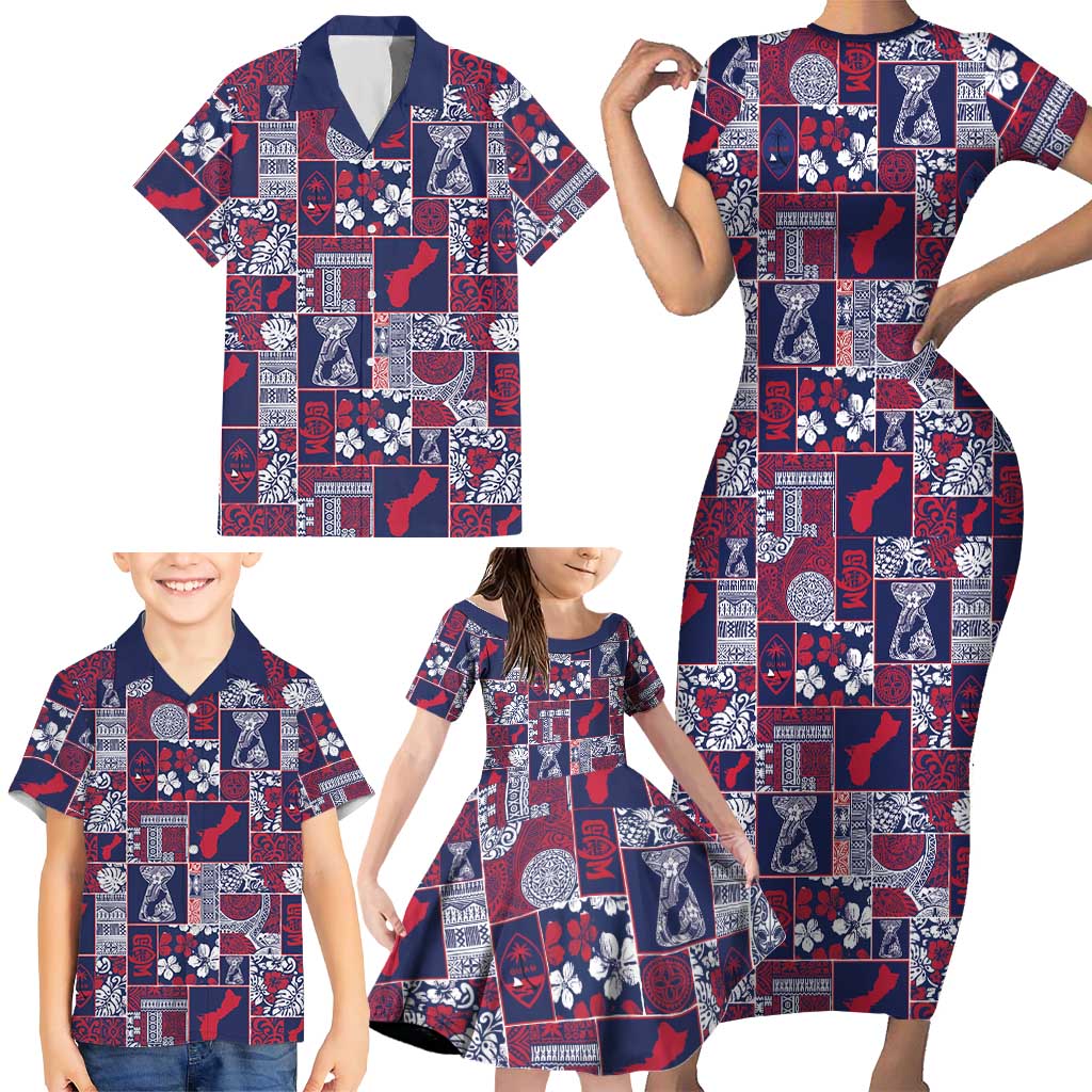 Guam Felis Pasgua Family Matching Short Sleeve Bodycon Dress and Hawaiian Shirt Pacific Patchwork Xmas Vibes LT9 - Polynesian Pride