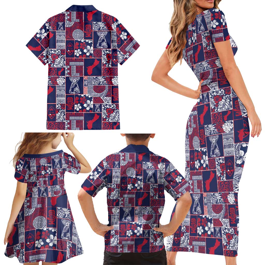 Guam Felis Pasgua Family Matching Short Sleeve Bodycon Dress and Hawaiian Shirt Pacific Patchwork Xmas Vibes LT9 - Polynesian Pride