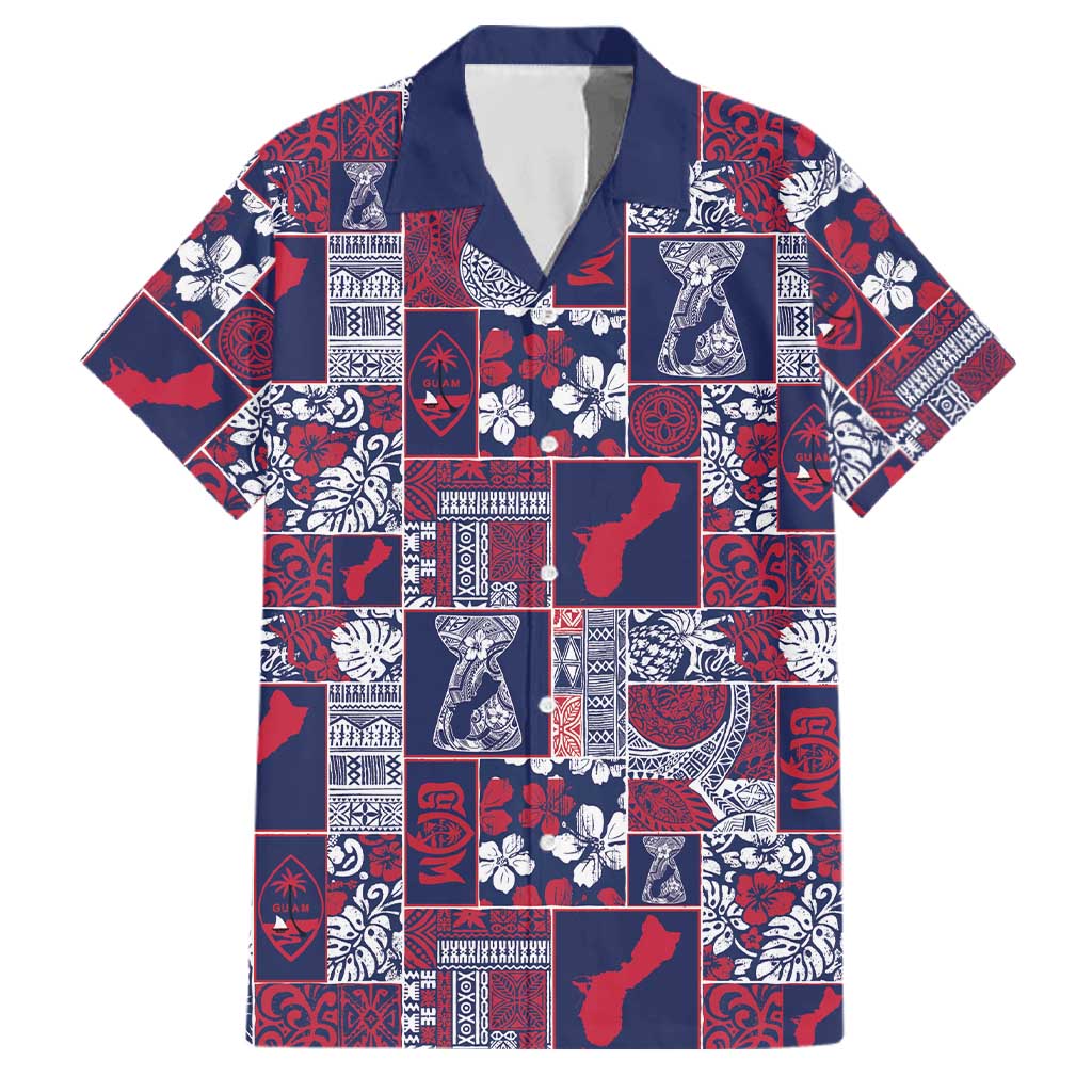 Guam Felis Pasgua Family Matching Tank Maxi Dress and Hawaiian Shirt Pacific Patchwork Xmas Vibes LT9 Dad's Shirt - Short Sleeve Blue - Polynesian Pride