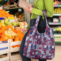 Guam Felis Pasgua Grocery Bag Pacific Patchwork Xmas Vibes - Polynesian Pride