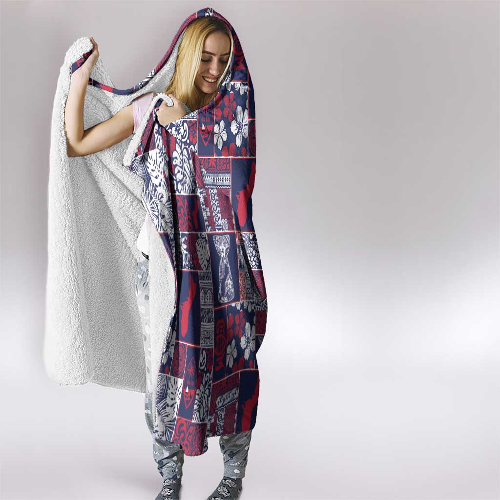 Guam Felis Pasgua Hooded Blanket Pacific Patchwork Xmas Vibes - Polynesian Pride