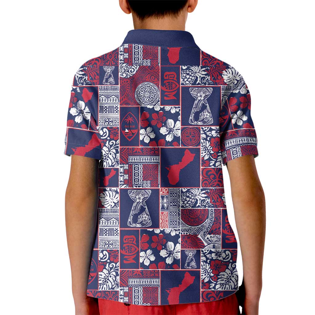 Guam Felis Pasgua Kid Polo Shirt Pacific Patchwork Xmas Vibes - Polynesian Pride