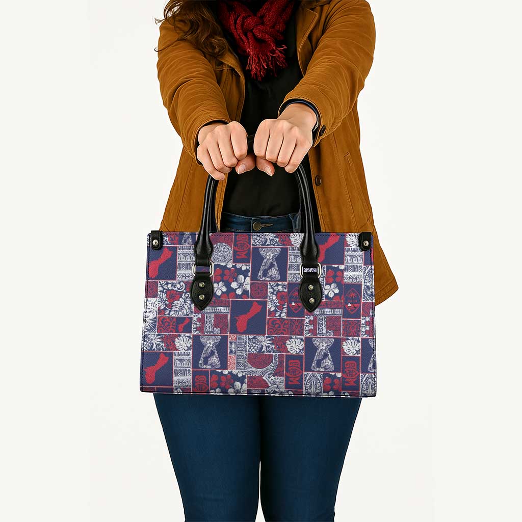 Guam Felis Pasgua Leather Bag Pacific Patchwork Xmas Vibes - Polynesian Pride