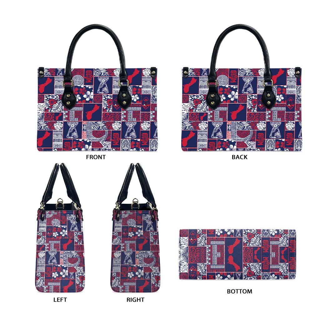 Guam Felis Pasgua Leather Bag Pacific Patchwork Xmas Vibes - Polynesian Pride