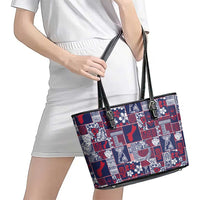 Guam Felis Pasgua Leather Tote Bag Pacific Patchwork Xmas Vibes - Polynesian Pride