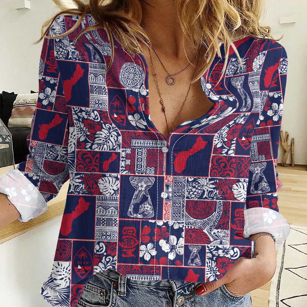 Guam Felis Pasgua Women Casual Shirt Pacific Patchwork Xmas Vibes - Polynesian Pride