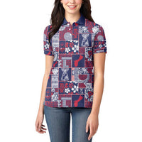 Guam Felis Pasgua Women Polo Shirt Pacific Patchwork Xmas Vibes - Polynesian Pride