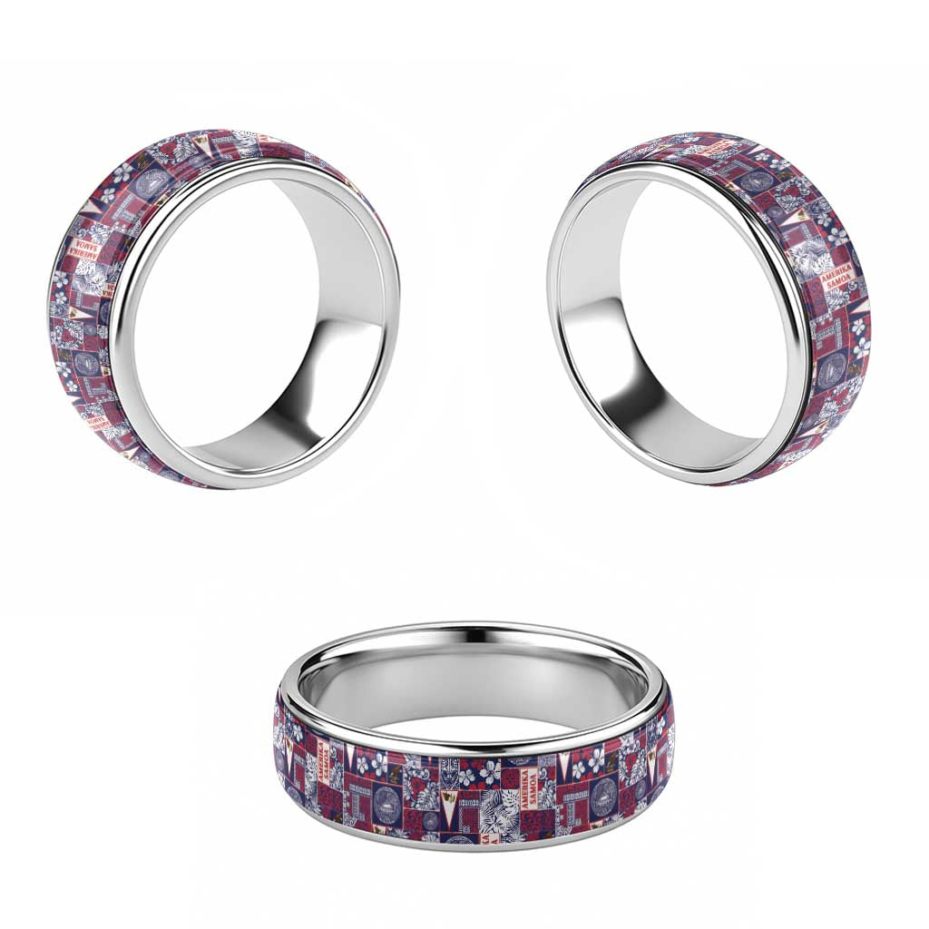Manuia le Kerisimasi American Samoa Classic Ring Pacific Patchwork Xmas Vibes - Polynesian Pride