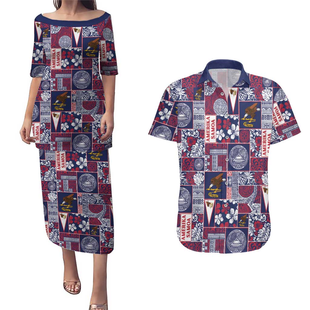 Manuia le Kerisimasi American Samoa Couples Matching Puletasi and Hawaiian Shirt Pacific Patchwork Xmas Vibes - Polynesian Pride