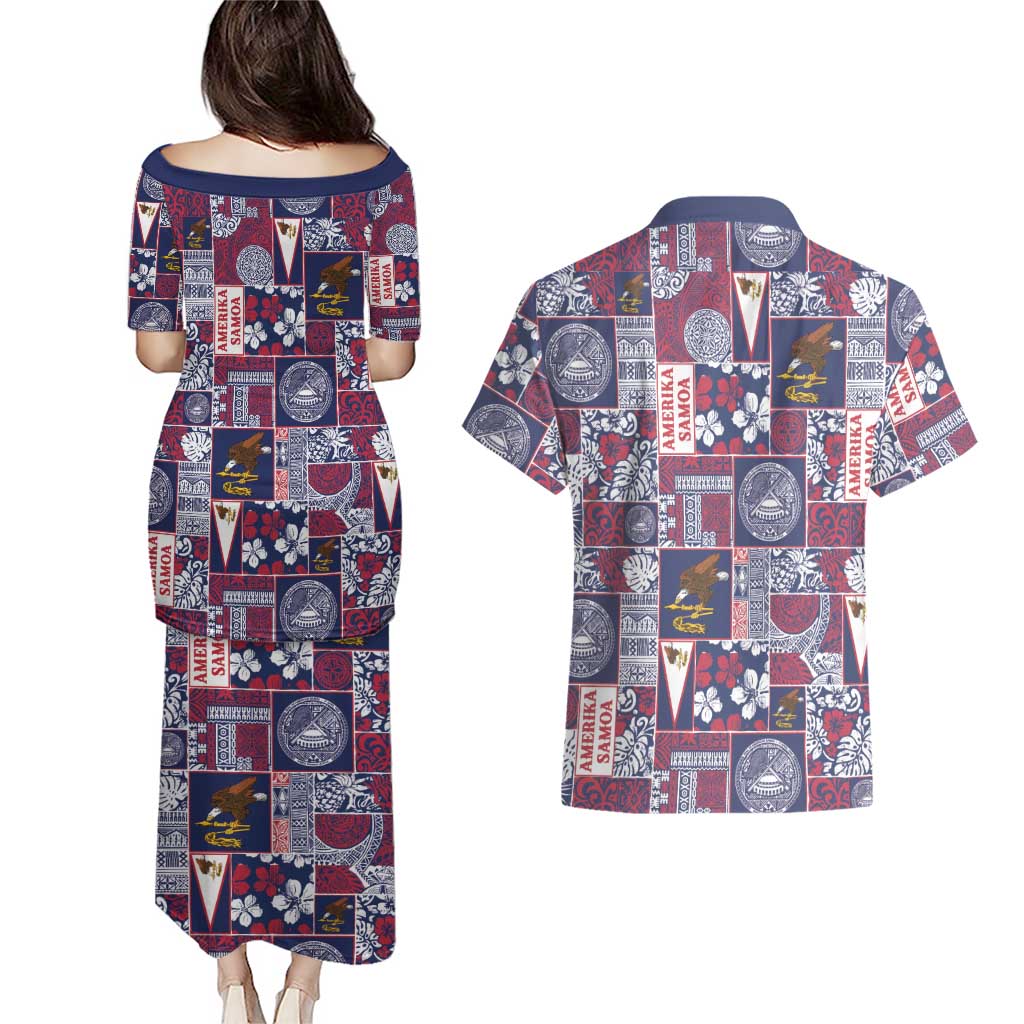 Manuia le Kerisimasi American Samoa Couples Matching Puletasi and Hawaiian Shirt Pacific Patchwork Xmas Vibes - Polynesian Pride